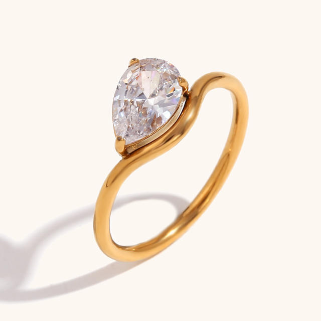 18KG concise diamond stainless steel rings