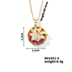 Dainty colorful glass crystal pendant evil eye necklace