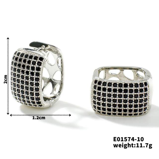 Summer colorful rhinestone pave setting diamond huggie earrings