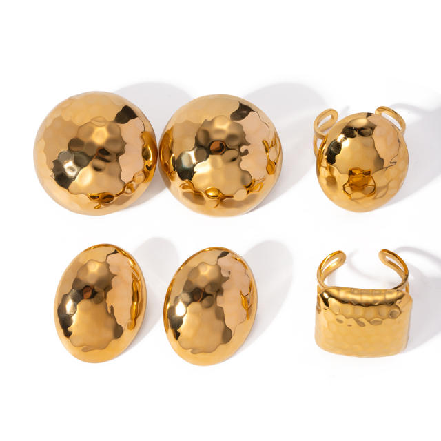 18KG chunky ball bead design stainless steel earrings
