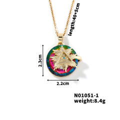 Dainty colorful glass crystal pendant evil eye necklace
