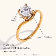 18KG concise diamond stainless steel rings