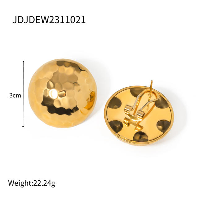 18KG chunky ball bead design stainless steel earrings