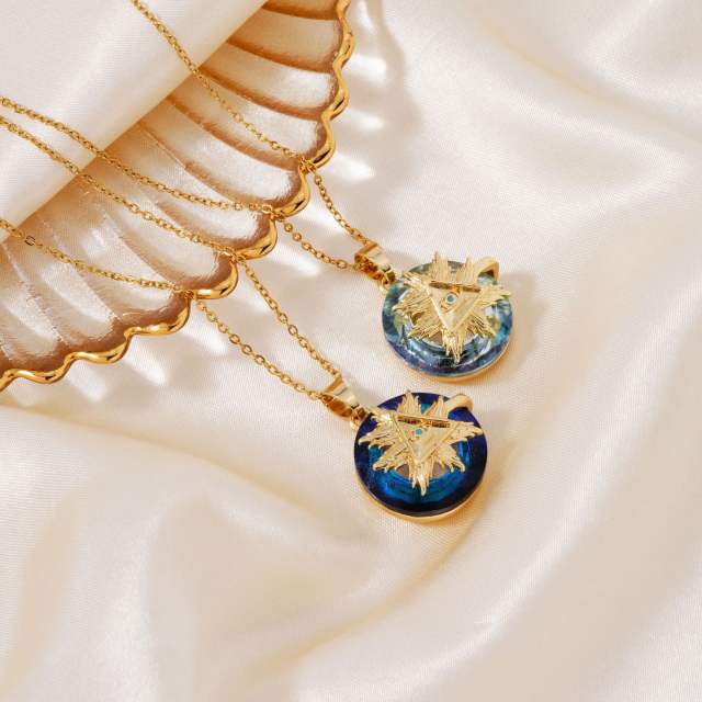Dainty colorful glass crystal pendant evil eye necklace