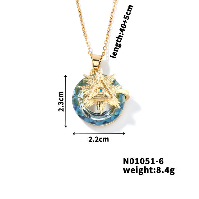 Dainty colorful glass crystal pendant evil eye necklace