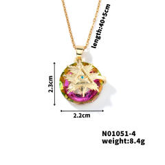 Dainty colorful glass crystal pendant evil eye necklace