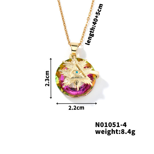 Dainty colorful glass crystal pendant evil eye necklace