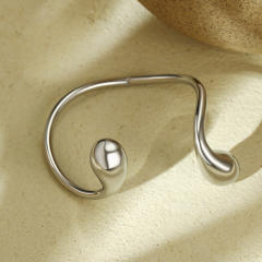 Chunky geometric waterdrop stainless steel bangle rings
