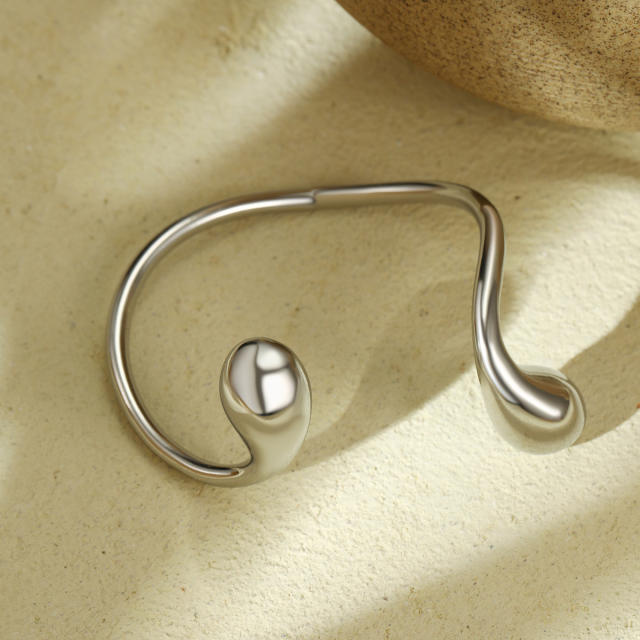 Chunky geometric waterdrop stainless steel bangle rings