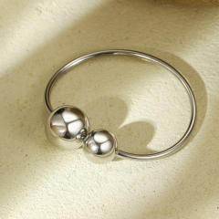 Chunky geometric waterdrop stainless steel bangle rings