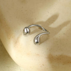 Chunky geometric waterdrop stainless steel bangle rings