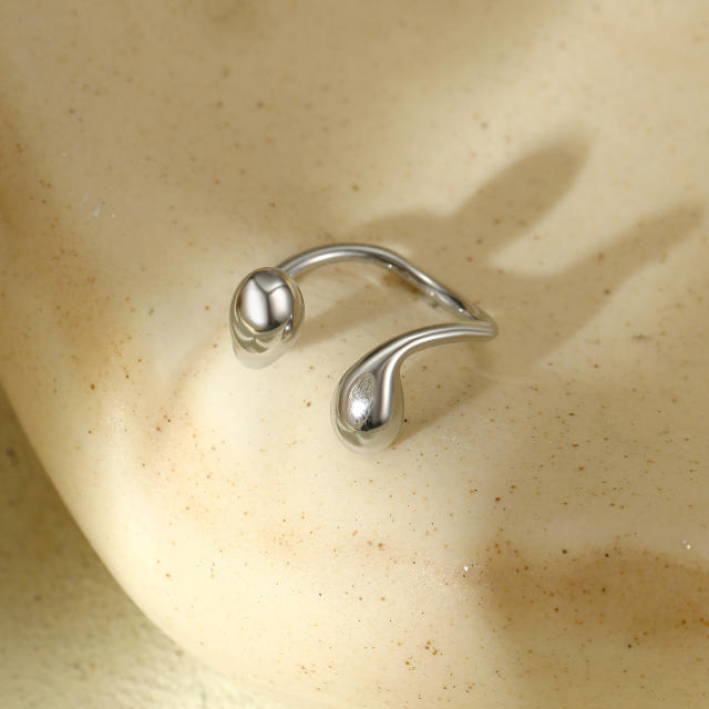 Chunky geometric waterdrop stainless steel bangle rings