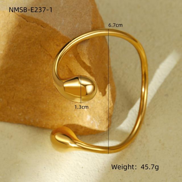 Chunky geometric waterdrop stainless steel bangle rings