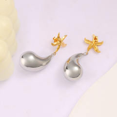 Hiphop chunky waterdrop mix color stainless steel earrings