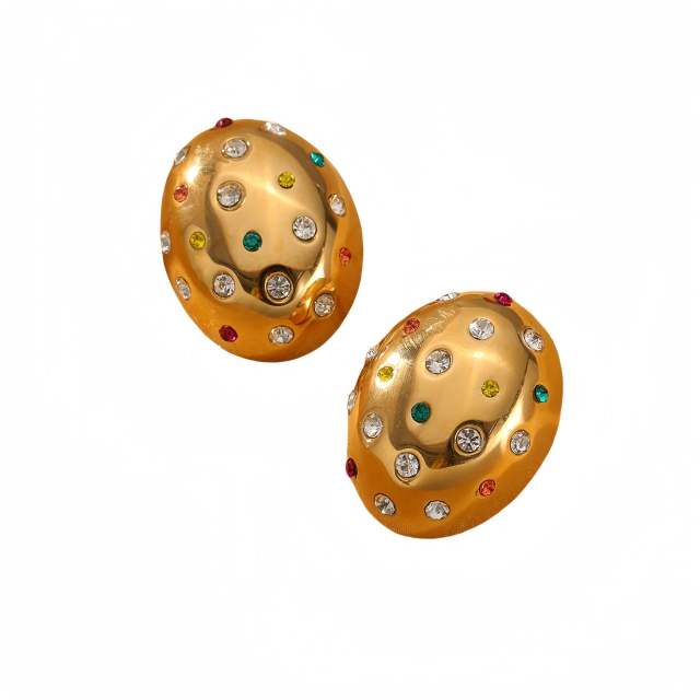 Chunky oval shape stainless steel studs earrings