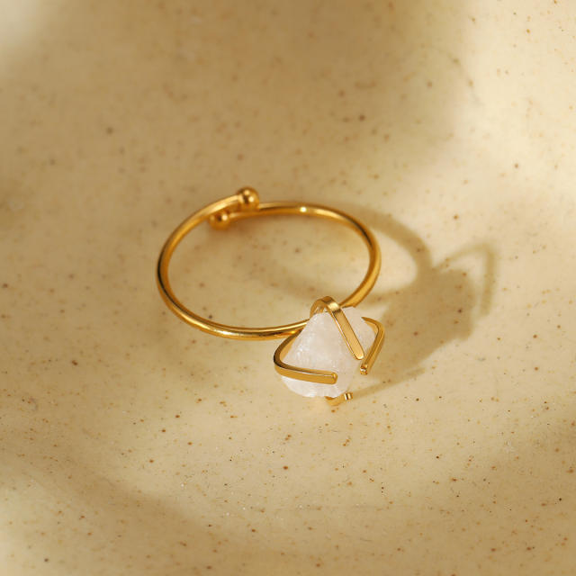 Hot sale natural stone statement stainless steel finger rings collection