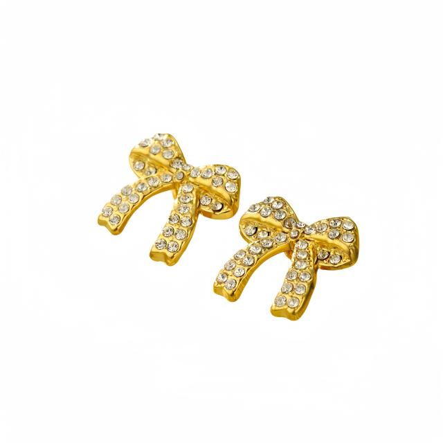 Sweet cz bow stainless steel necklace bangle earrings set