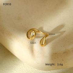 Chunky geometric waterdrop stainless steel bangle rings