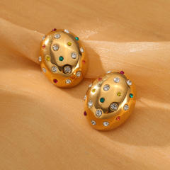 Chunky oval shape stainless steel studs earrings