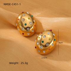Chunky oval shape stainless steel studs earrings