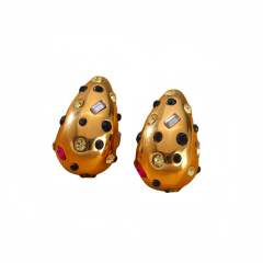 18KG chunky waterdrop full cz stainless steel earrings rings set