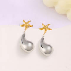 Hiphop chunky waterdrop mix color stainless steel earrings