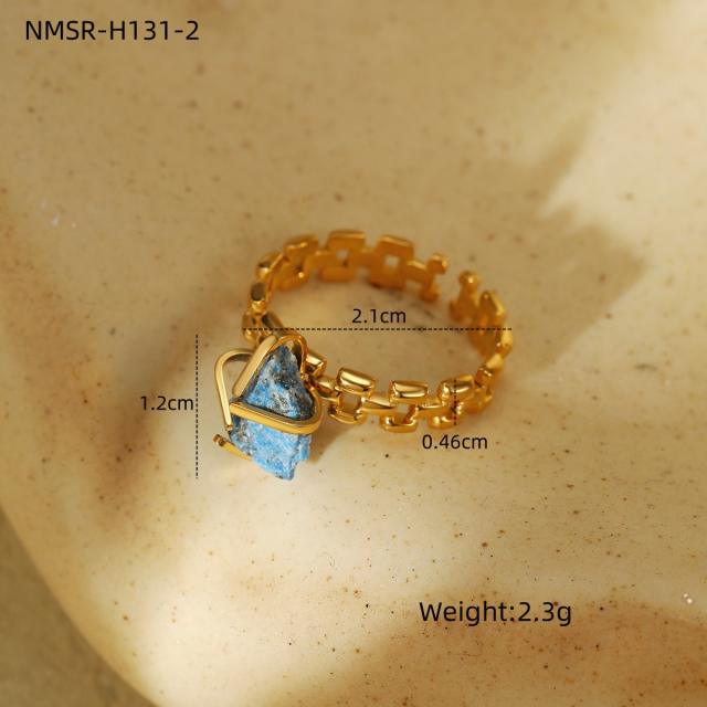 Hot sale natural stone statement stainless steel finger rings collection