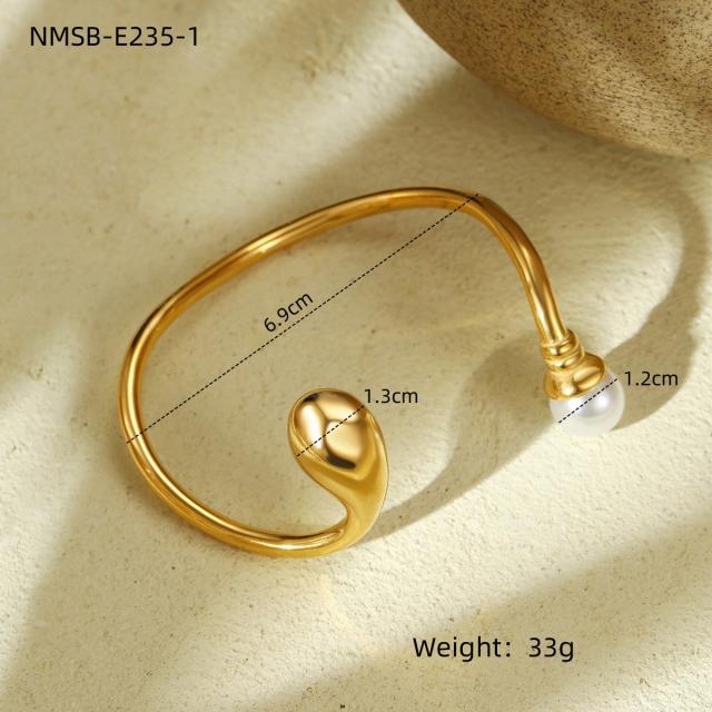 Chunky geometric waterdrop stainless steel bangle rings