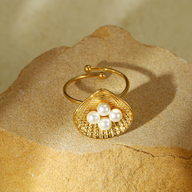 Vintage natural stone stainless steel finger rings collection