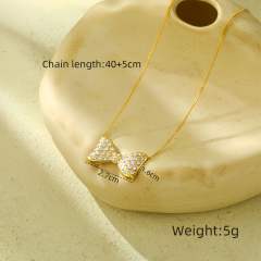 Sweet diamond bow stainless steel necklace set