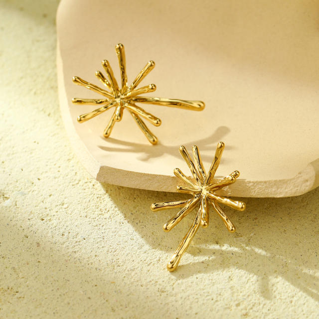 18KG elegant firework stainless steel studs earrings