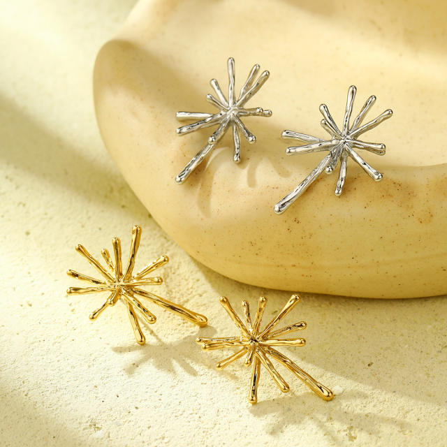 18KG elegant firework stainless steel studs earrings