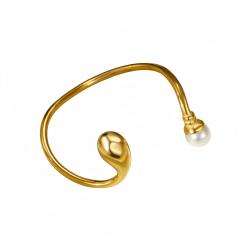 Chunky geometric waterdrop stainless steel bangle rings