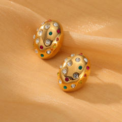 Chunky oval shape stainless steel studs earrings