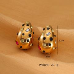 18KG chunky waterdrop full cz stainless steel earrings rings set