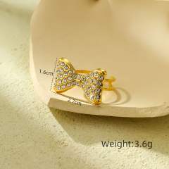 Sweet diamond bow stainless steel necklace set