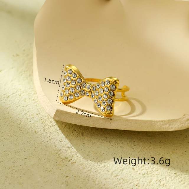 Sweet diamond bow stainless steel necklace set