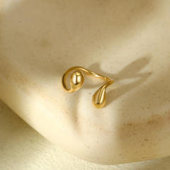 Chunky geometric waterdrop stainless steel bangle rings