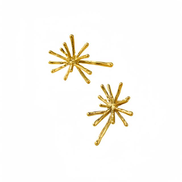 18KG elegant firework stainless steel studs earrings