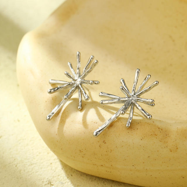 18KG elegant firework stainless steel studs earrings