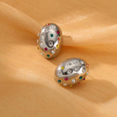 Chunky oval shape stainless steel studs earrings