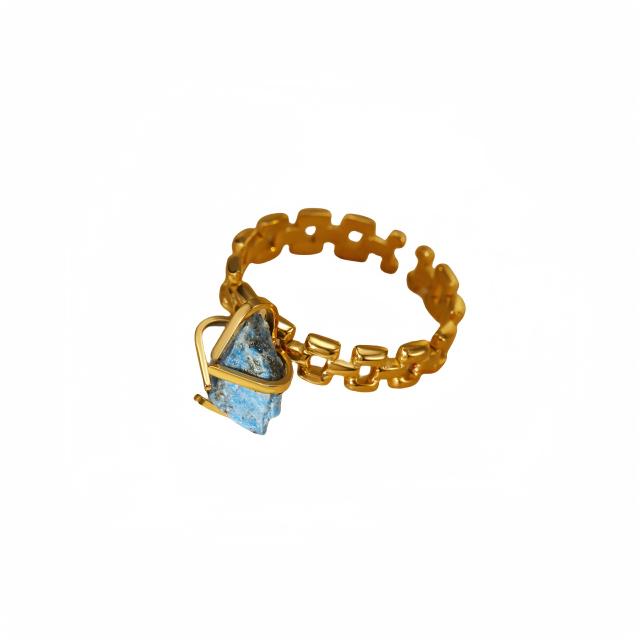 Hot sale natural stone statement stainless steel finger rings collection