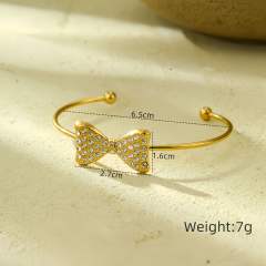 Sweet diamond bow stainless steel necklace set