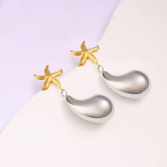 Hiphop chunky waterdrop mix color stainless steel earrings