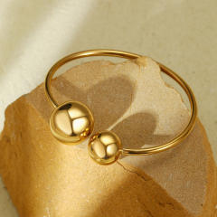 Chunky geometric waterdrop stainless steel bangle rings