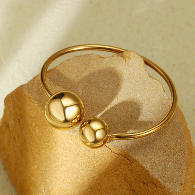 Chunky geometric waterdrop stainless steel bangle rings