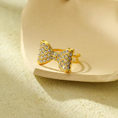 Sweet diamond bow stainless steel necklace set