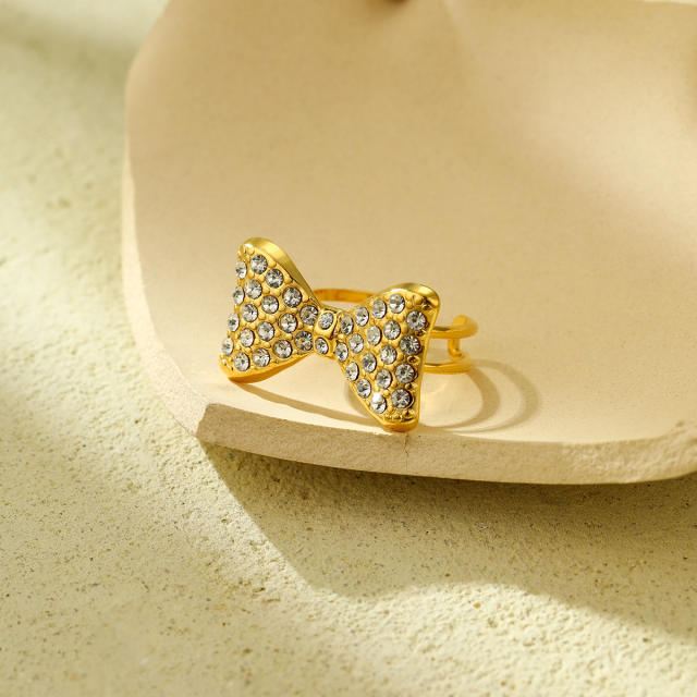 Sweet diamond bow stainless steel necklace set