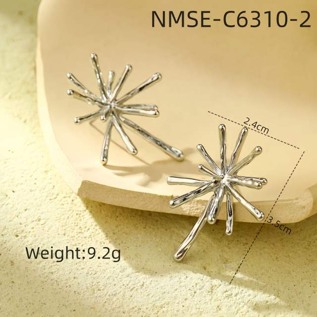 18KG elegant firework stainless steel studs earrings