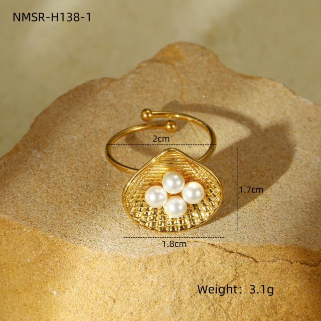 Vintage natural stone stainless steel finger rings collection